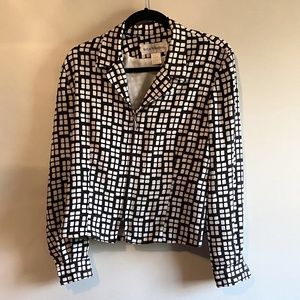 Norton Mcnaughton Black & White Zip Up Blouse
